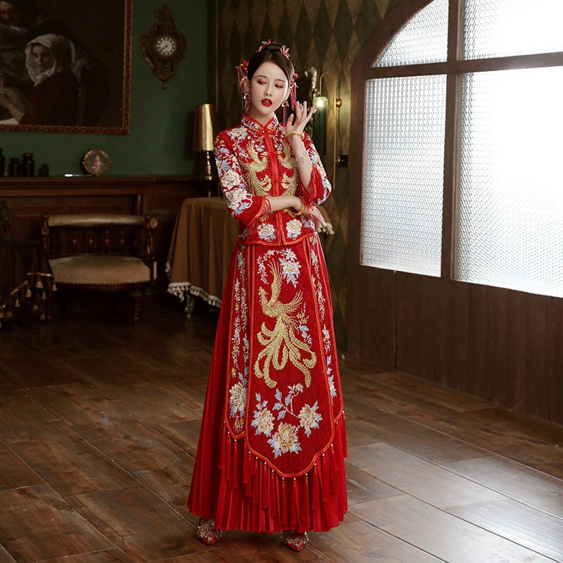 Traditional Chinese Wedding Dress, Qun Kwa, Tea Ceremony, Golden