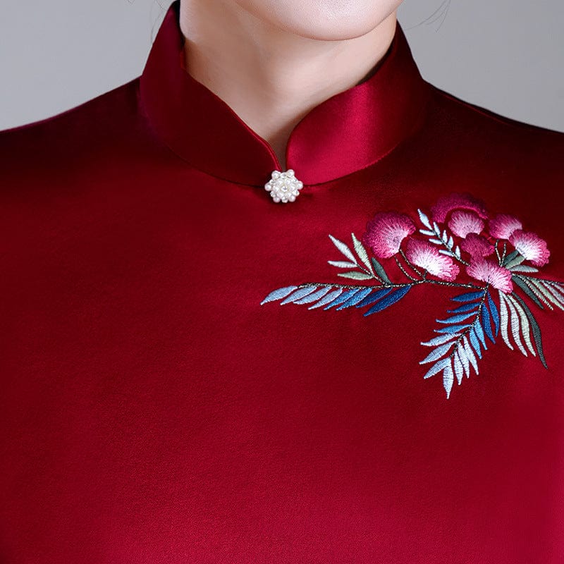 Beth and Brian Qipao-LHS Floral pattern, High-end long Qipao for mothers