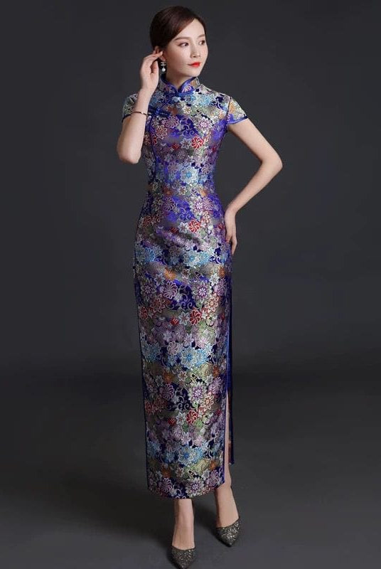 Beth and Brian Qipao-YSY Floral embroidery, high end, brocade long Cheongsam