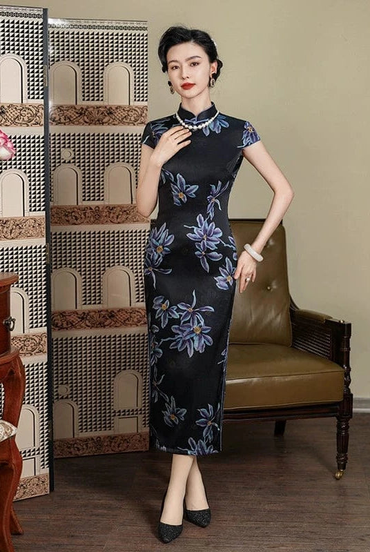 Beth and Brian Qipao-JD Old Shanghai style, 19 mome mulberry silk, high-end long Cheongsam