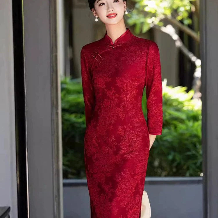 Beth and Brian Qipao-MYJ Plus size midi Cheongsam for mothers