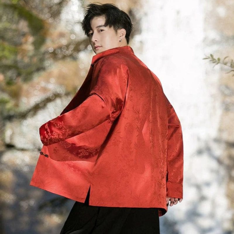 Beth and Brian Qipao-XLB Floral pattern, Men's Chinese tunic Suit Jacket, Chinese tang suit Jacket