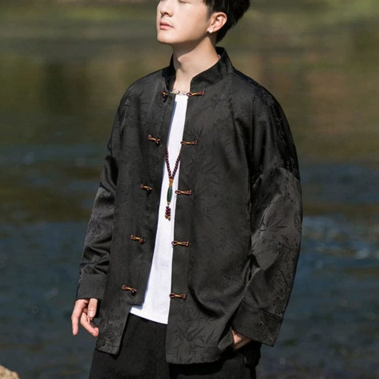 Beth and Brian Qipao-XLB Floral pattern, Men's Chinese tunic Suit Jacket, Chinese tang suit Jacket