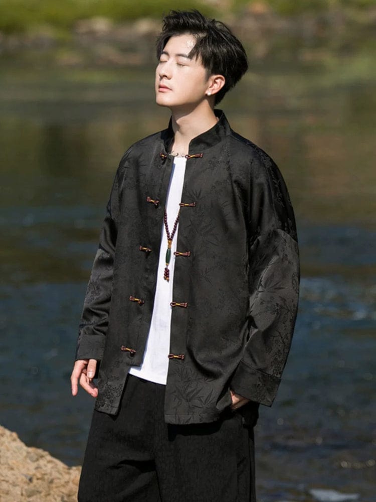 Beth and Brian Qipao-XLB Floral pattern, Men's Chinese tunic Suit Jacket, Chinese tang suit Jacket