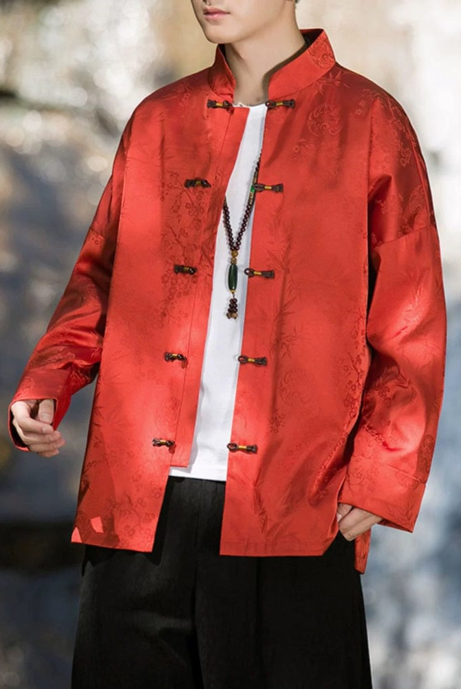 Beth and Brian Qipao-XLB Floral pattern, Men's Chinese tunic Suit Jacket, Chinese tang suit Jacket