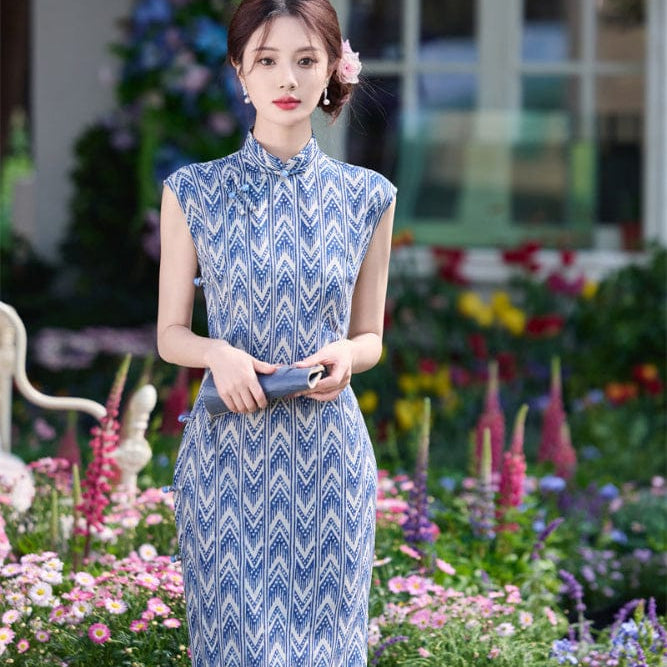 Beth and Brian Qipao - JN Summer collection, ramie midi Cheongsam