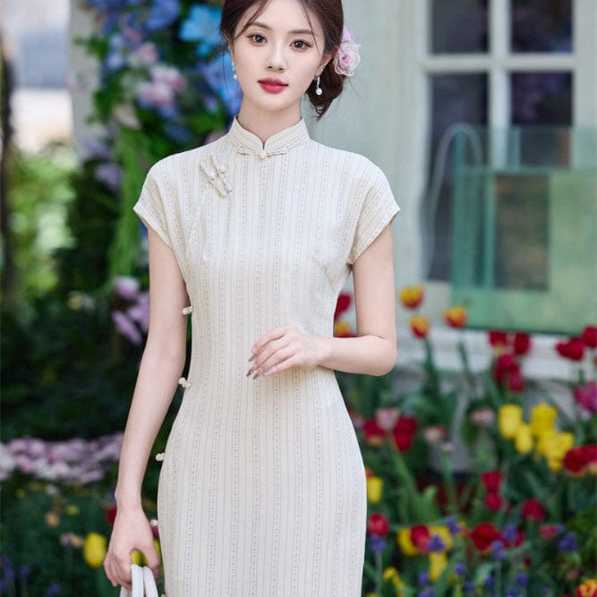 Beth and Brian Qipao - JN Summer collection, ramie midi Cheongsam