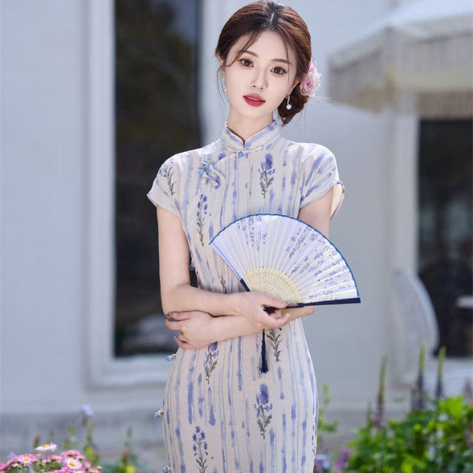 Beth and Brian Qipao - JN Summer collection, ramie midi Cheongsam
