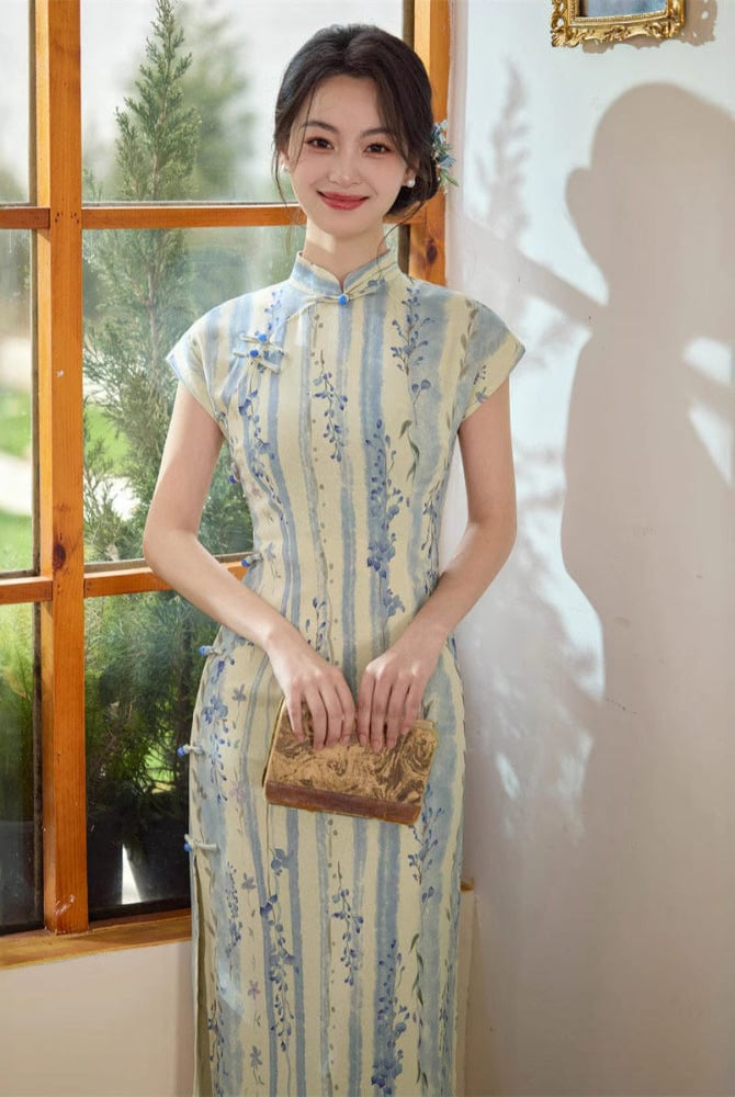 Beth and Brian Qipao - JN Summer collection, ramie midi Cheongsam
