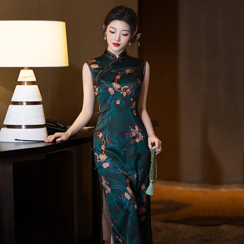 Beth and Brian Qipao-ZQYS Old Shanghai style, green long Cheongsam