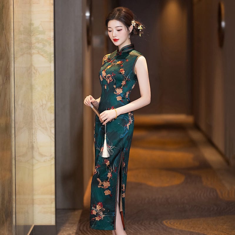 Beth and Brian Qipao-ZQYS Old Shanghai style, green long Cheongsam