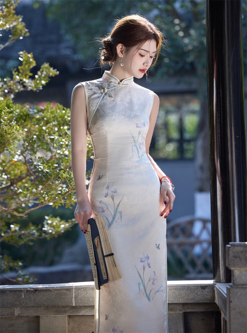 Beth and Brian Qipao - JN New Chinese style (新中式), light purple midi Cheongsam