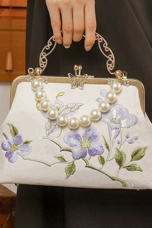 Beth and Brian Qipao-CY Hand-made, Floral and butterfly embroidery, hand-made Chinese Style Qipao bag