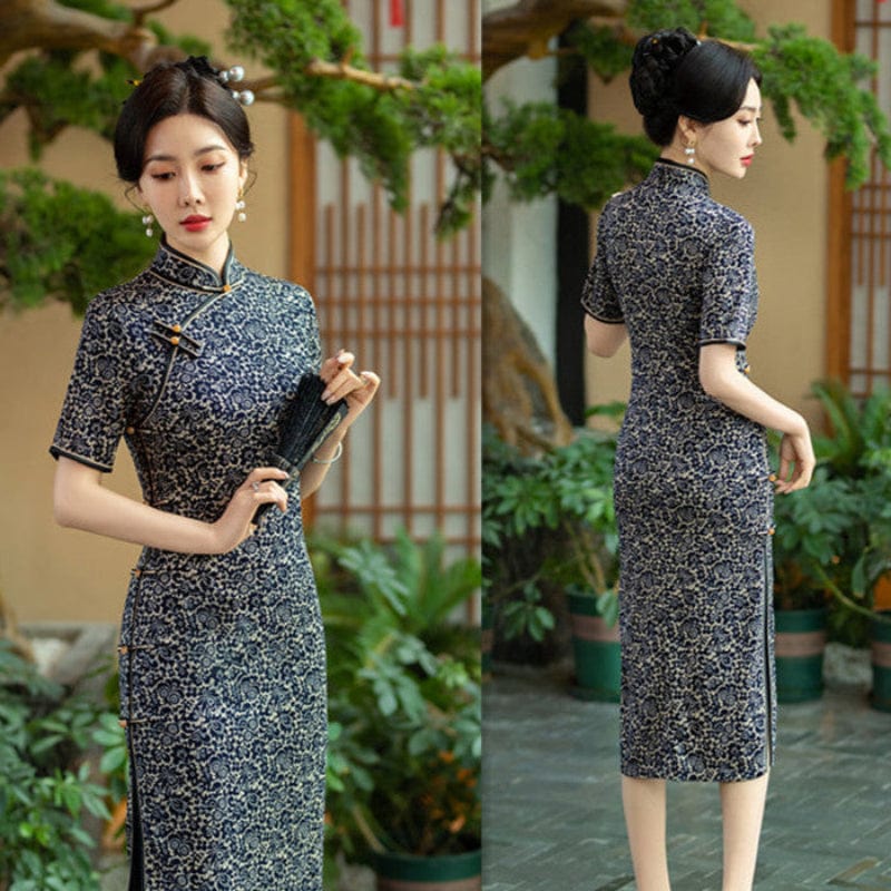 Beth and Brian Qipao-SYK Old Shanghai style, plus size midi Cheongsam