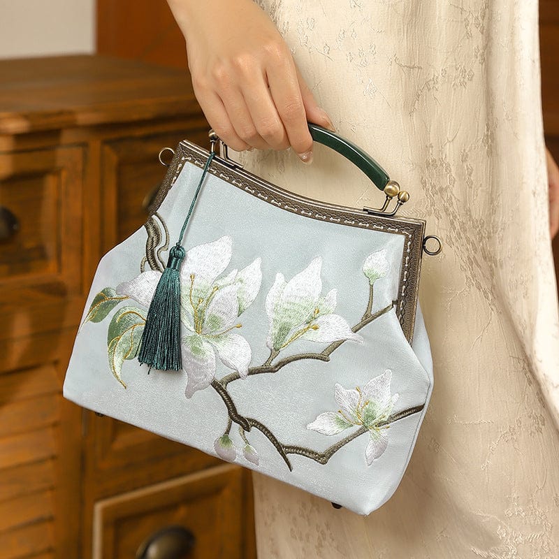 Beth and Brian Qipao-CY Hand-made, Floral embroidery, hand-made Chinese Style Qipao bag