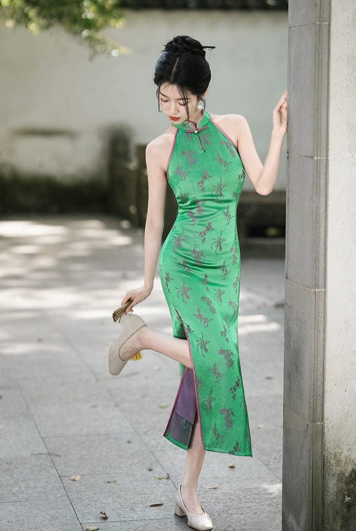 Beth and Brian Qipao-XL New Chinese style (新中式), jacquard midi Cheongsam