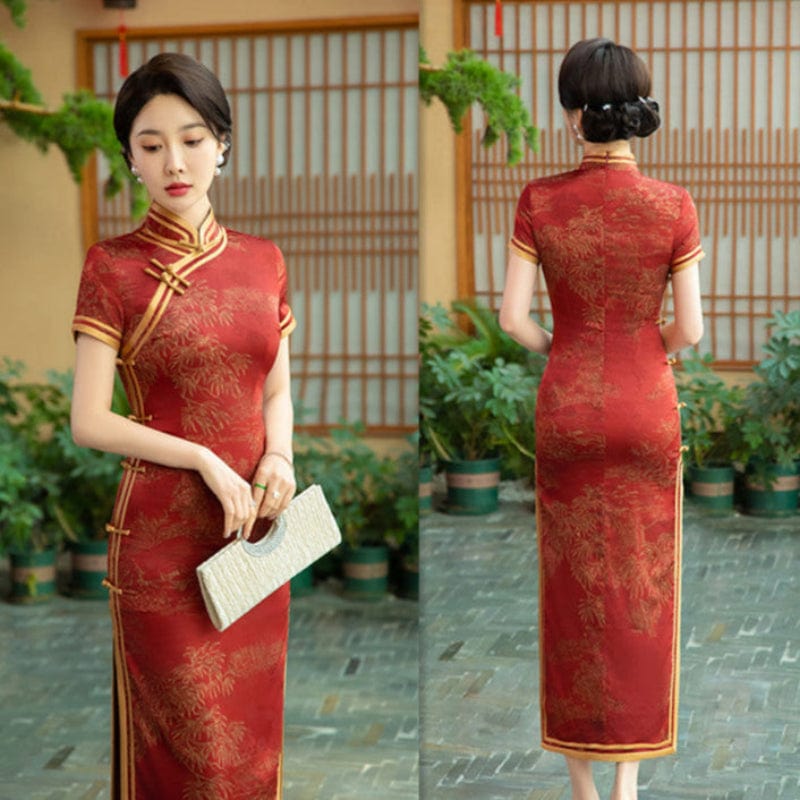 Beth and Brian Qipao-SYK Old Shanghai style, long Cheongsam with short sleeves