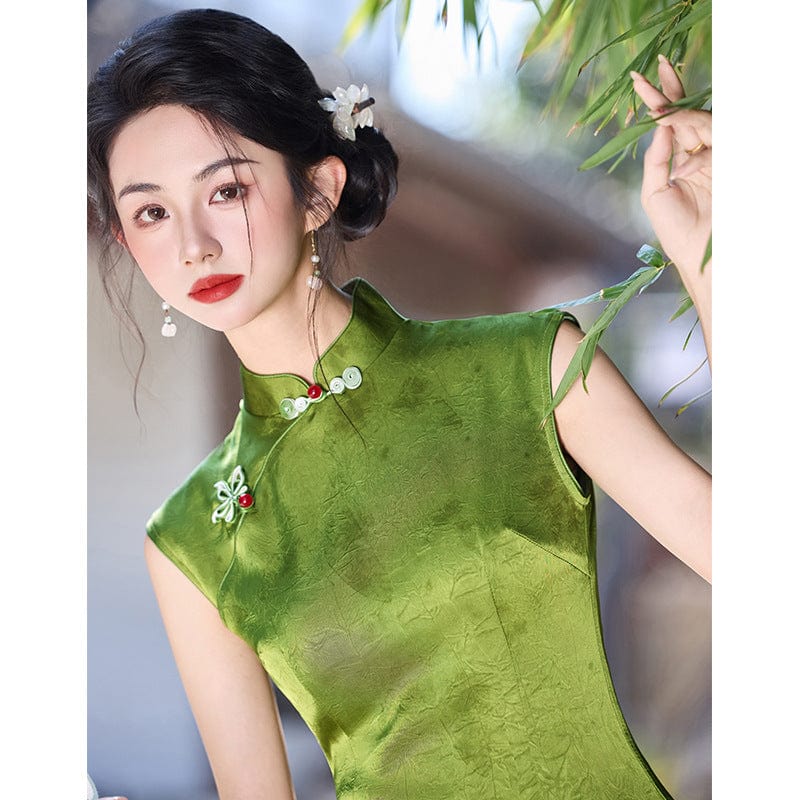 Beth and Brian Qipao-LSB Summer collection, jacquard satin, midi Cheongsam