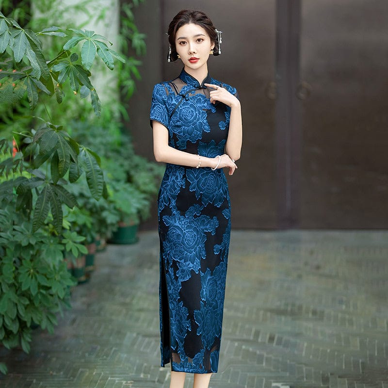 Beth and Brian Qipao-ZQYS Summer collection, floral midi Cheongsam for mother