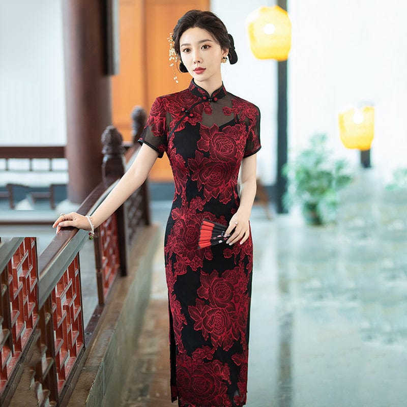 Beth and Brian Qipao-ZQYS Summer collection, floral midi Cheongsam for mother