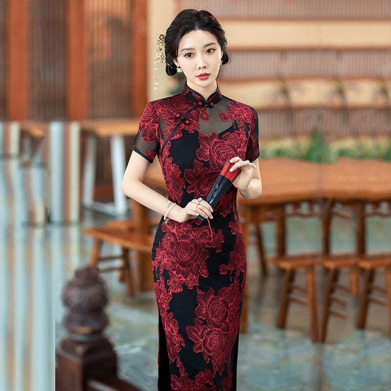 Beth and Brian Qipao-ZQYS Summer collection, floral midi Cheongsam for mother