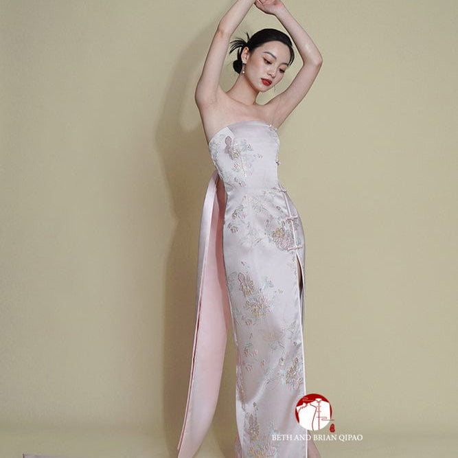 Beth and Brian Qipao - Exclusive Exclusive designer collection, tube top midi Qipao