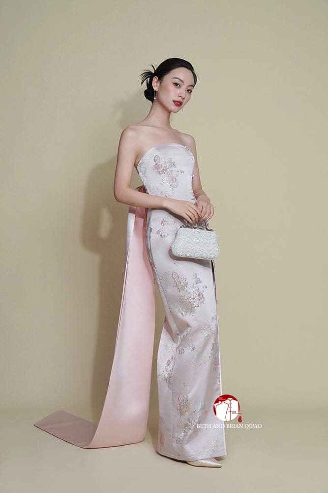 Beth and Brian Qipao - Exclusive Exclusive designer collection, tube top midi Qipao