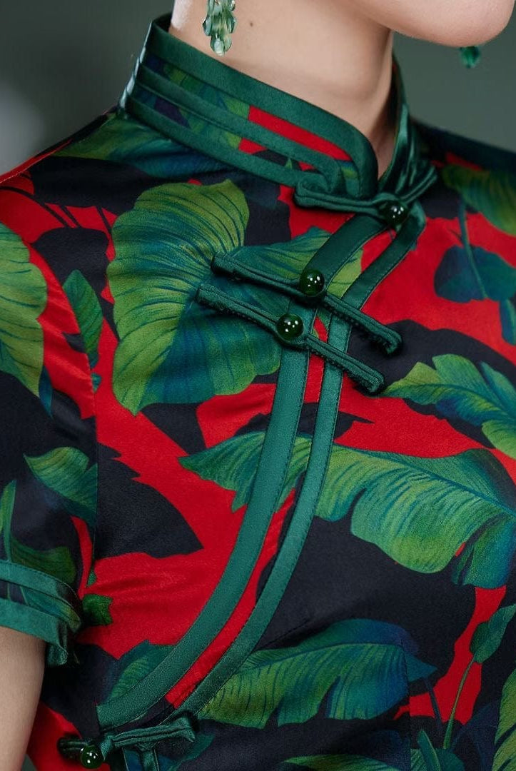 Beth and Brian Qipao-TL 19 mome mulberry silk, , High-end tropical long Qipao