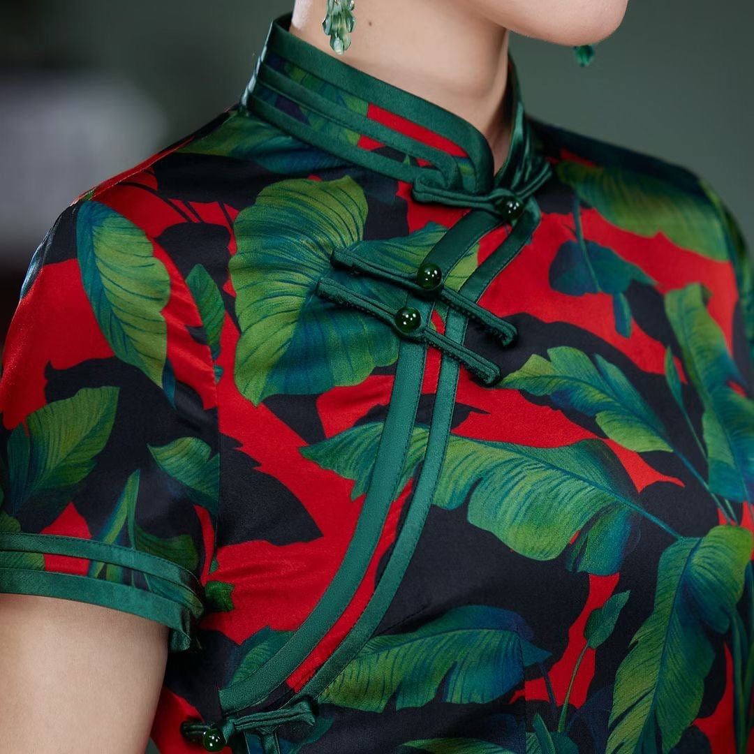 Beth and Brian Qipao-TL 19 mome mulberry silk, , High-end tropical long Qipao