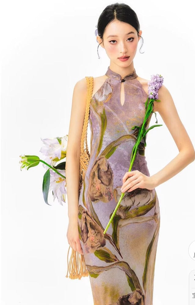Beth and Brian Qipao-YE Sleeveless, New Chinese style(新中式), High-end, long Cheongsam