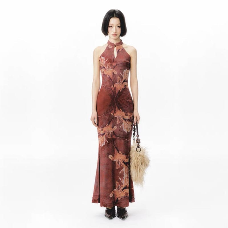 Beth and Brian Qipao-YE Sleeveless, New Chinese style(新中式), High-end, long Cheongsam