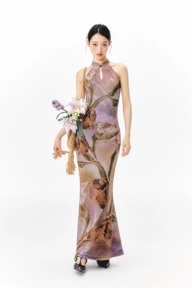 Beth and Brian Qipao-YE Sleeveless, New Chinese style(新中式), High-end, long Cheongsam