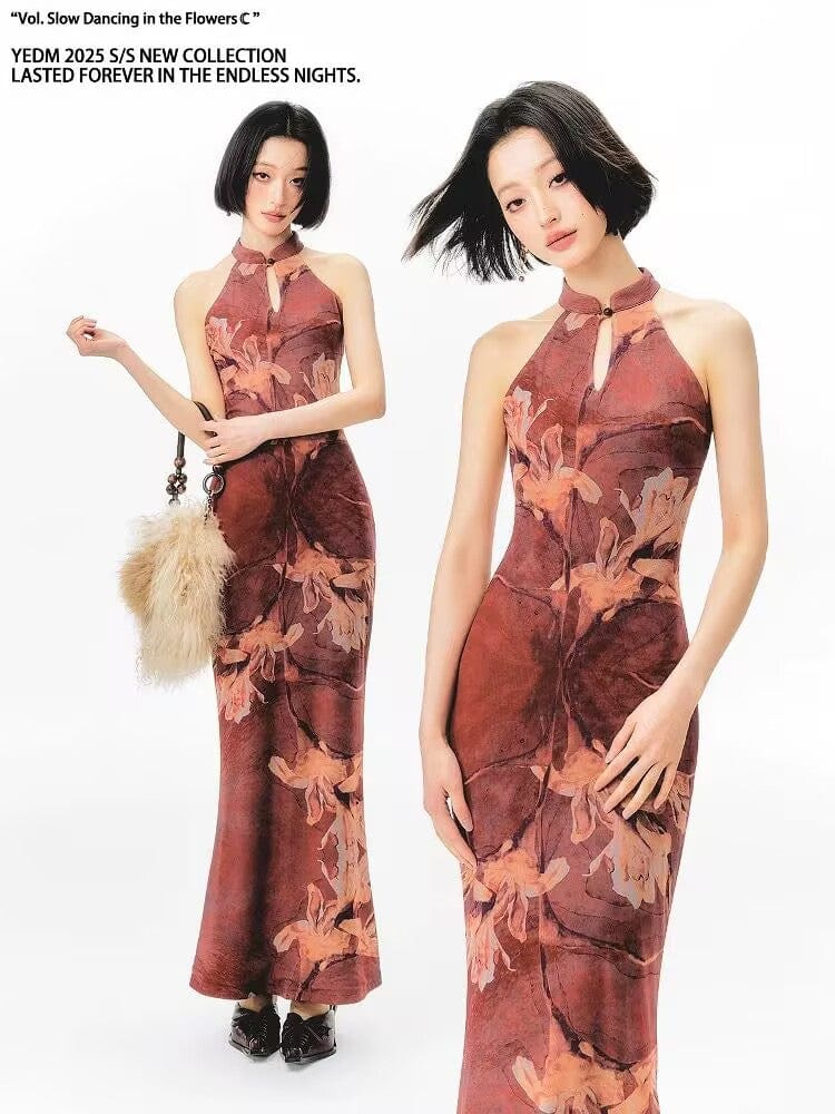 Beth and Brian Qipao-YE Sleeveless, New Chinese style(新中式), High-end, long Cheongsam