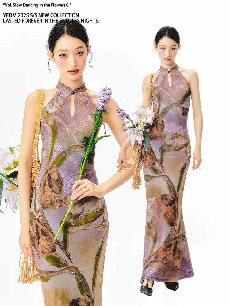 Beth and Brian Qipao-YE Sleeveless, New Chinese style(新中式), High-end, long Cheongsam