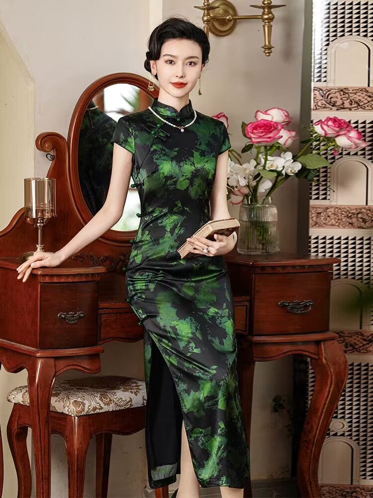 Beth and Brian Qipao-JD 19 mome mulberry silk, Old Shanghai style, high-end long Cheongsam