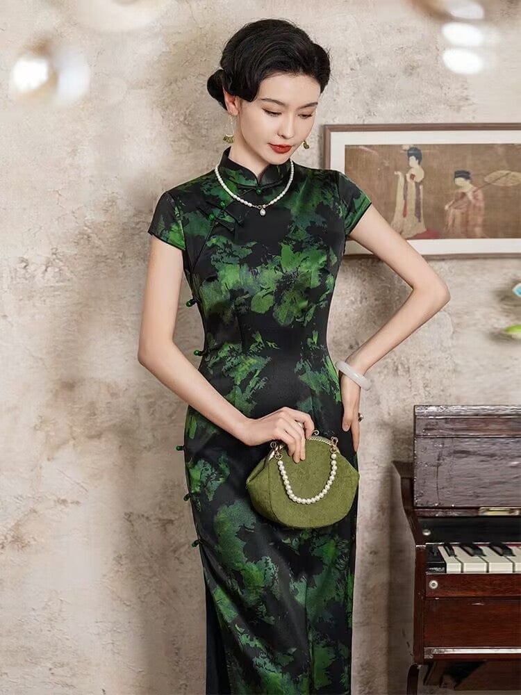 Beth and Brian Qipao-JD 19 mome mulberry silk, Old Shanghai style, high-end long Cheongsam