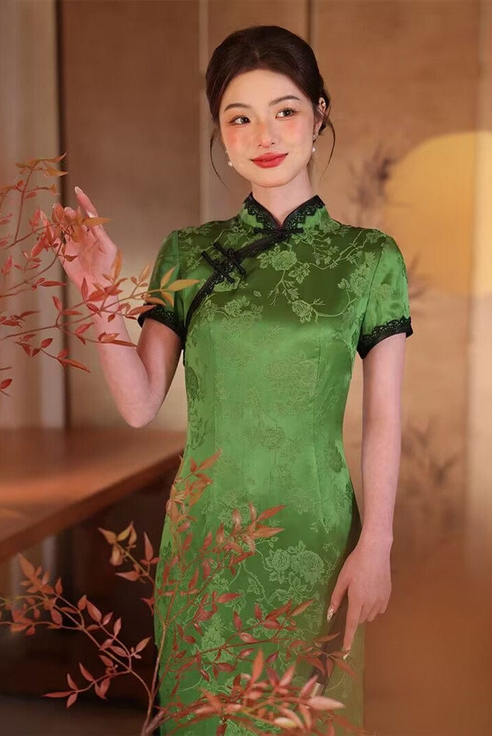 Beth and Brian Qipao-JD Old Shanghai style, 19 mome mulberry silk, high-end long Cheongsam