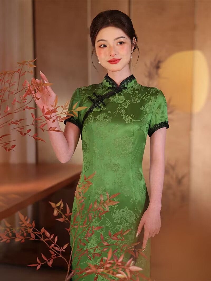 Beth and Brian Qipao-JD Old Shanghai style, 19 mome mulberry silk, high-end long Cheongsam