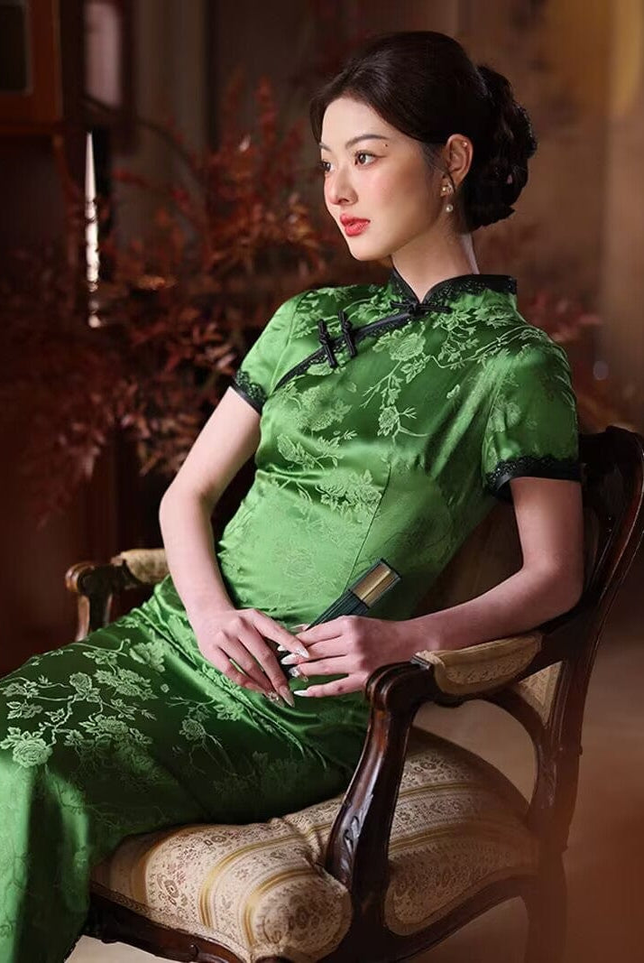 Beth and Brian Qipao-JD Old Shanghai style, 19 mome mulberry silk, high-end long Cheongsam
