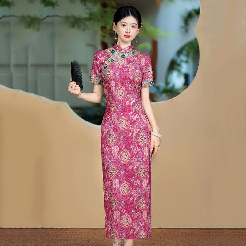 Beth and Brian Qipao-ZQYS Old Shanghai style, plus size, floral long Cheongsam