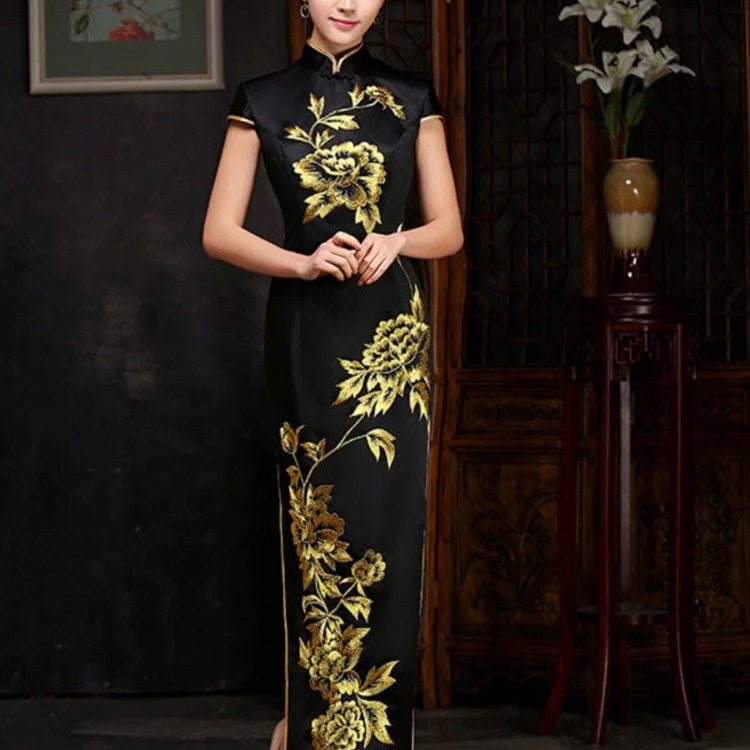 Beth and Brian Qipao-GYG Chinese Sequins prom dress, Triacetate Chinese evening Cheongsam