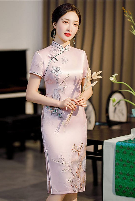 Beth and Brian Qipao-FRY Floral pattern, plus size midi Cheongsam