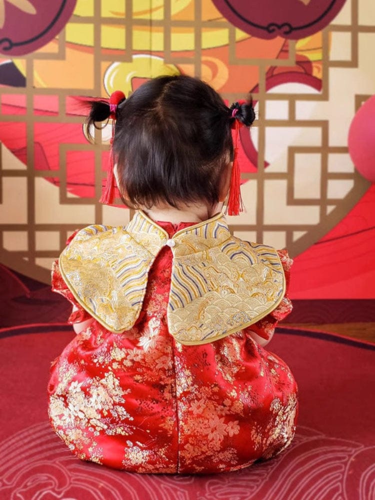 Beth and Brian Qipao-JNF Chinese outfit for baby, floral pattern baby Tang Jumpsuit