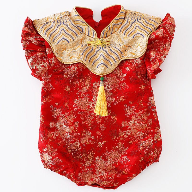 Beth and Brian Qipao-JNF Chinese outfit for baby, floral pattern baby Tang Jumpsuit