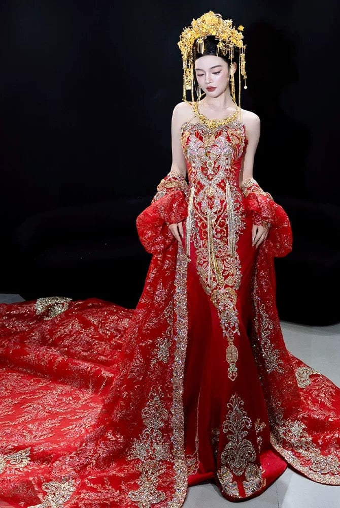 Beth and Brian Qipao- OSMY Hand made, Tub top embroidery Qipao set, luxury Qipao set