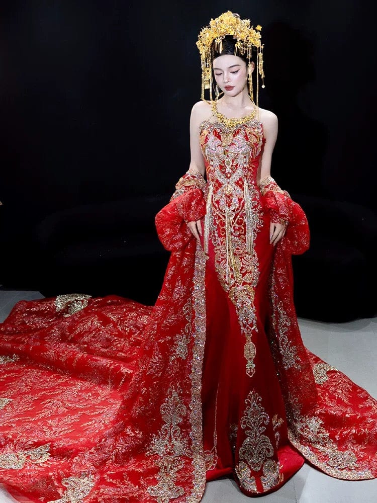 Beth and Brian Qipao- OSMY Hand made, Tub top embroidery Qipao set, luxury Qipao set