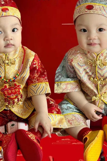 Beth and Brian Qipao-DD Chinese outfit for baby, imperial style baby Tang Suit set