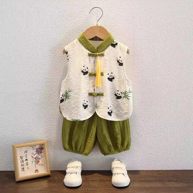 Beth and Brian Qipao-XH Chinese outfit for baby, panda pattern baby Tang suit set&Qipao