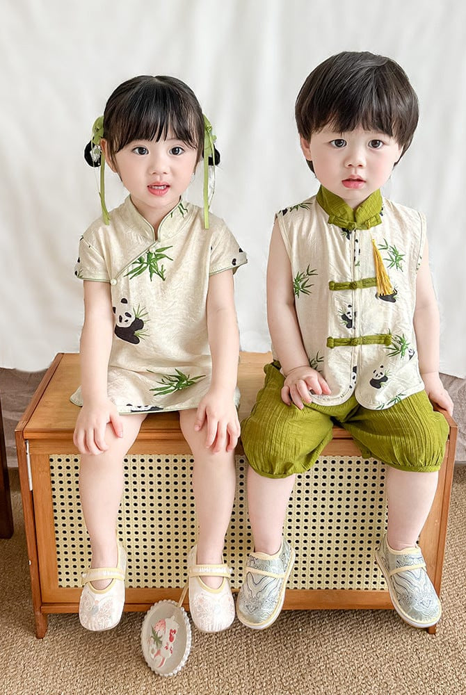 Beth and Brian Qipao-XH Chinese outfit for baby, panda pattern baby Tang suit set&Qipao