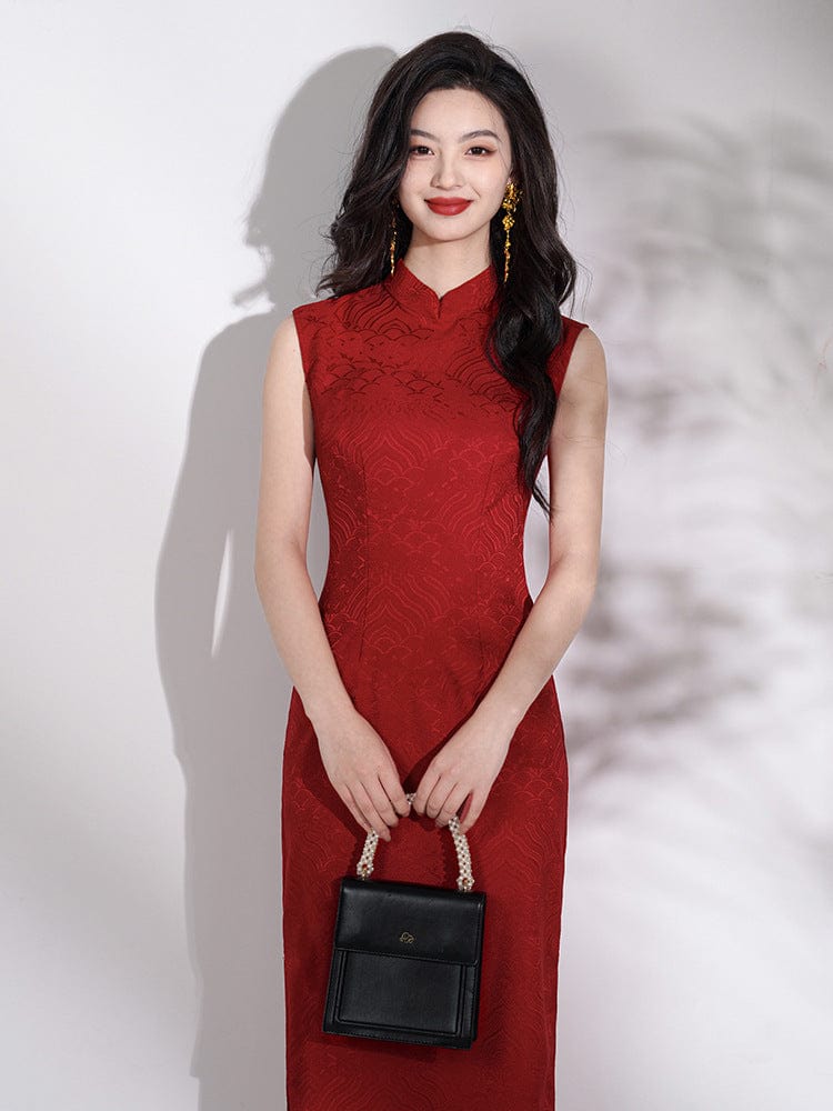 Beth and Brian Qipao-LSB New Chinese style(新中式), sleeveless wedding midi Cheongsam